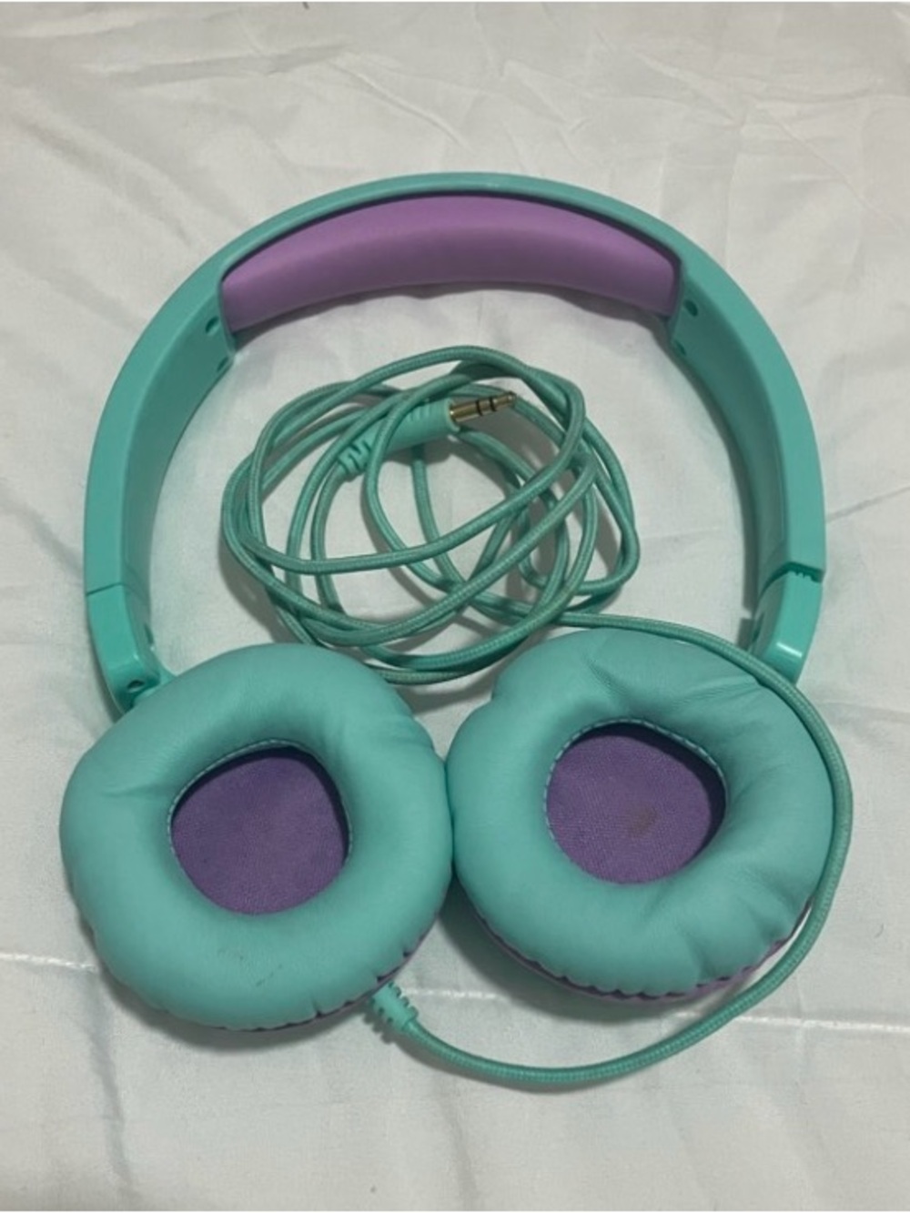 Turquoise and Purple Wired Over-Ear Headphones - Comfortable Cushioned Design